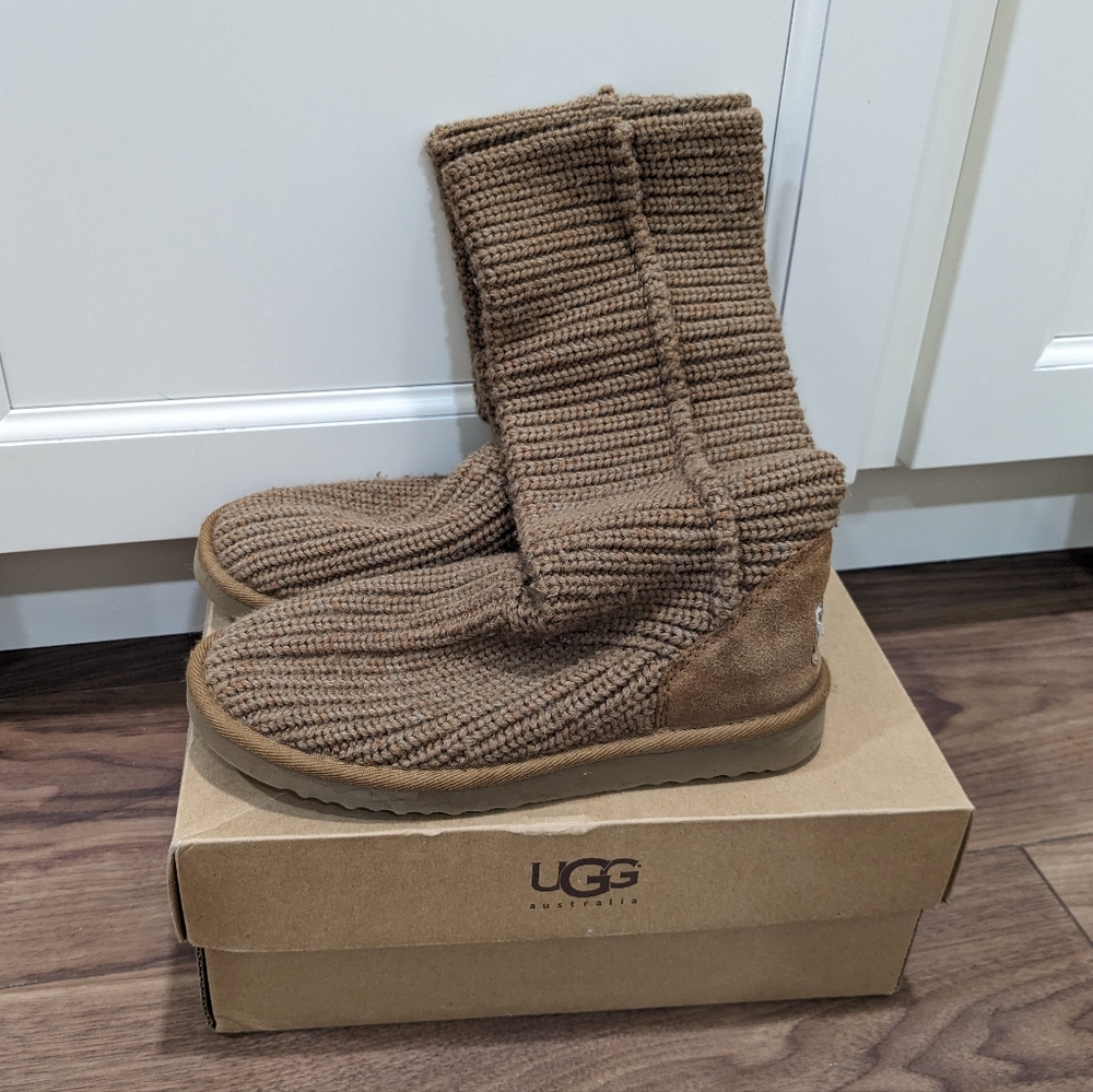 Ugg classic crochet tall chestnut knit boots